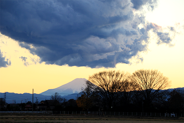 川島町 富士山の浮かぶ夕陽