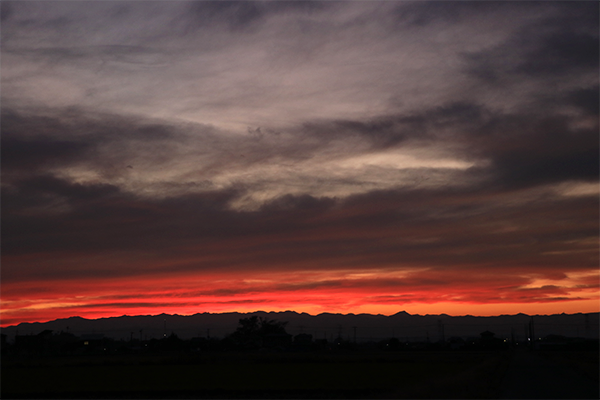 川島町 夕焼け空