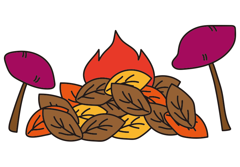 たき火で焼き芋