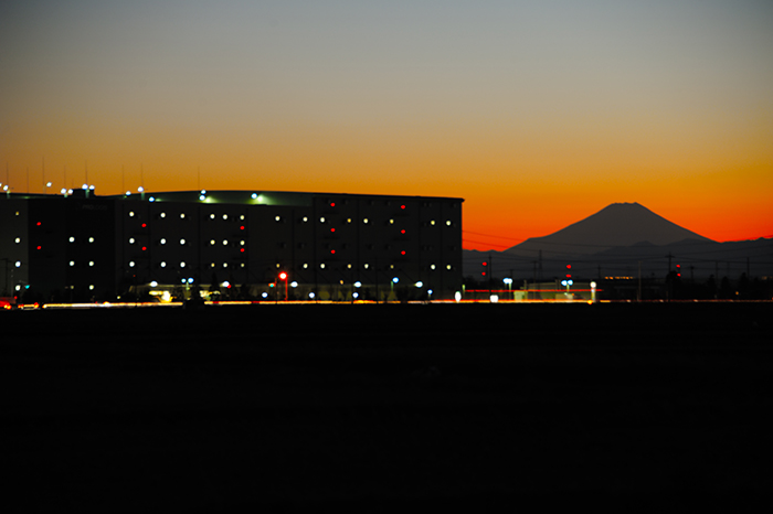 夕焼けの富士山